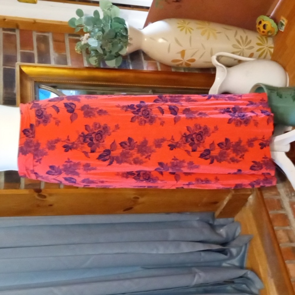 Liz Claiborne Pink Navy Floral Pull On Maxi Skirt S